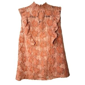 Ruffled Velvet & Lace sleeveless Top